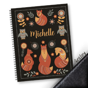 Beautiful Hygge Scandinavian Folk Art Custom Name Notebook