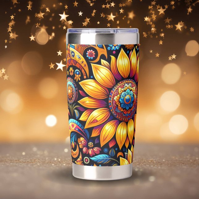 Beautiful Hyperrealistic Sunflower Art   Insulated Tumbler (Creator Uploaded)