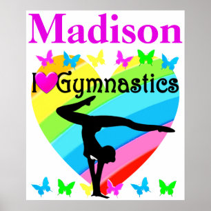 BEAUTIFUL I LOVE GYMNASTICS PERSONALIZED POSTER