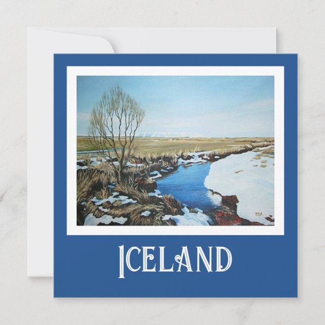 Beautiful Iceland realism landscape scene fine art Holiday Card (Front)