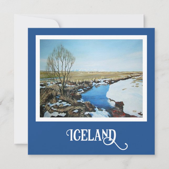 Beautiful Iceland scenery fine art real painting Holiday Card (Front)