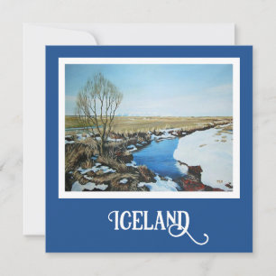 Beautiful Iceland scenery fine art real painting Holiday Card