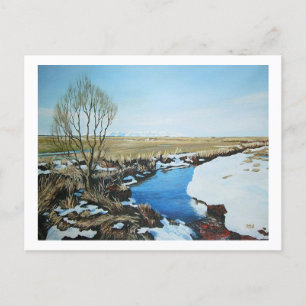 Beautiful Iceland snow spring scenery fine art Postcard