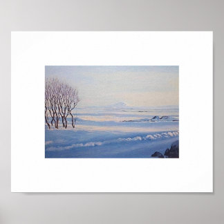 Beautiful Icelandic winter landscape painting art Poster