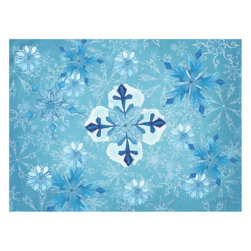 Beautiful Icy Blue Snowflake Tablecloth