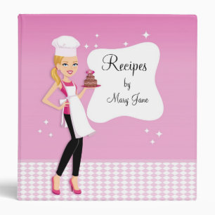 Beautiful Illustrated Blonde Girl Recipe Binder