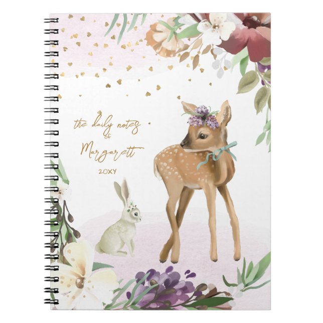 Beautiful Illustration Sparkling Gold Glitter Girl Notebook (Front)