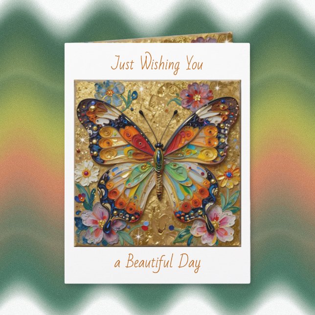 Beautiful Impasto Butterfly and Flowers Blank Card (Creator Uploaded)