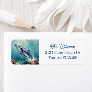 Beautiful Impasto Whale Oceanic Illustration Label