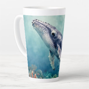 Beautiful Impasto Whale Oceanic Illustration Latte Mug