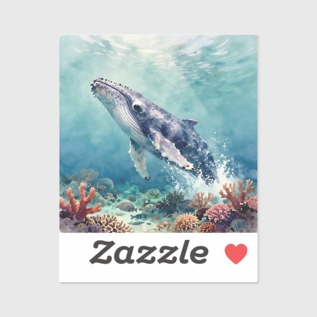 Beautiful Impasto Whale Oceanic Illustration Sticker (Sheet)