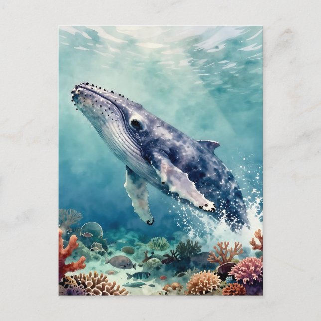 Beautiful Impasto Whale Oceanic Keep in Touch Postcard (Front)
