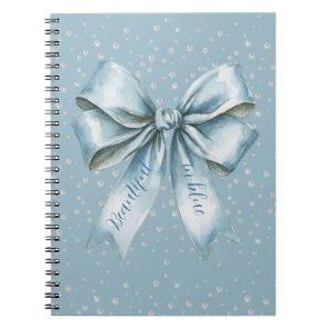 Beautiful in Blue Bow Faux Diamonds Notebook