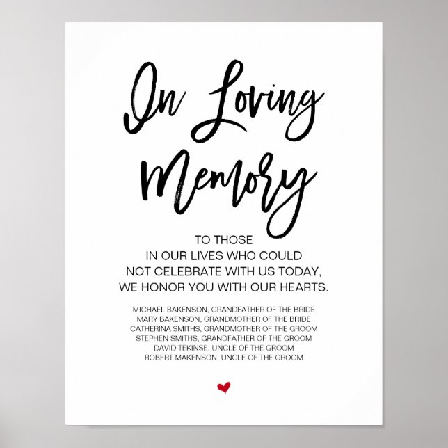 Beautiful In Loving Memory, Black memorial  table Poster (Front)