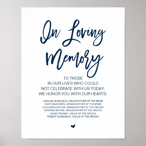 Beautiful In Loving Memory Navy Blue memorial Poster