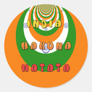 Beautiful India National Flag Colors Hakuna Matata Classic Round Sticker