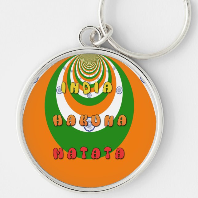 Beautiful India National Flag Colors Hakuna Matata Keychain (Front)