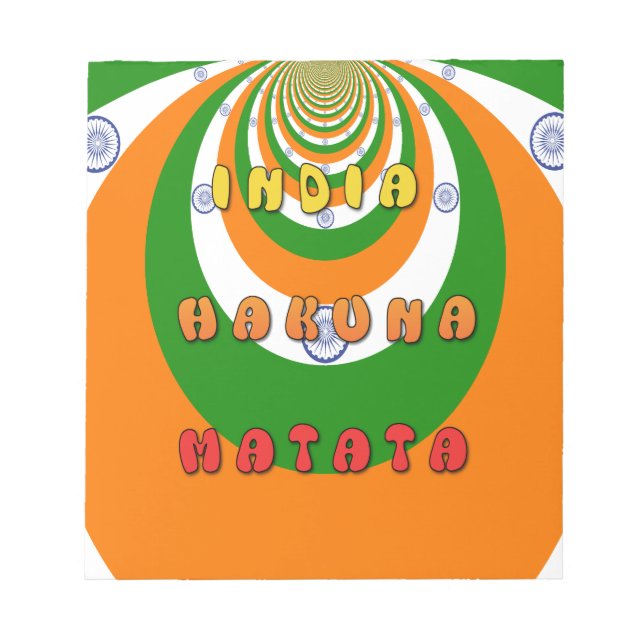 Beautiful India National Flag Colors Hakuna Matata Notepad (Front)