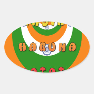 Beautiful India National Flag Colors Hakuna Matata Oval Sticker
