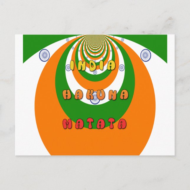 Beautiful India National Flag Colors Hakuna Matata Postcard (Front)