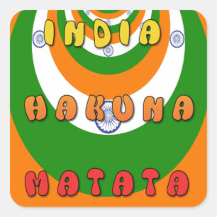 Beautiful India National Flag Colors Hakuna Matata Square Sticker