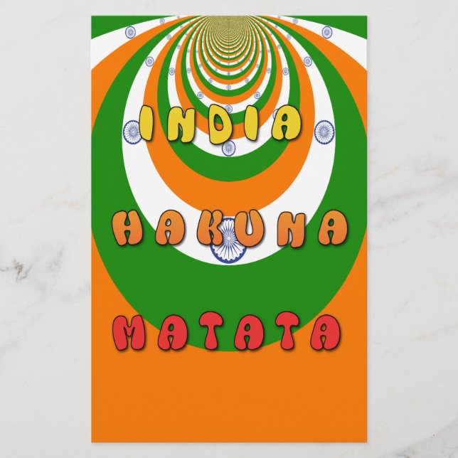 Beautiful India National Flag Colors Hakuna Matata Stationery (Front)