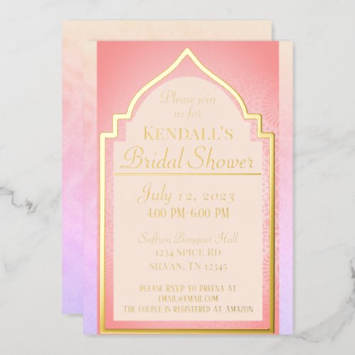 Beautiful Indian Arabian Nights Bridal Shower Foil Invitation