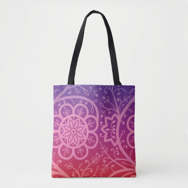 Beautiful indian gradient floral pattern tote bag (Front)