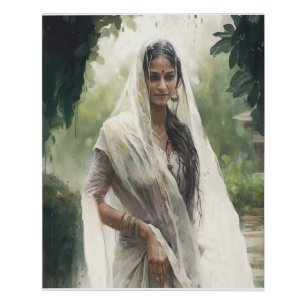 Beautiful Indian Lady Faux Canvas Print