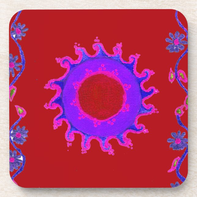 Beautiful Indian Motif Mehndi Art Design Beverage Coaster (Front)