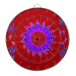 Beautiful Indian Motif Mehndi Art Design Dartboard With Darts