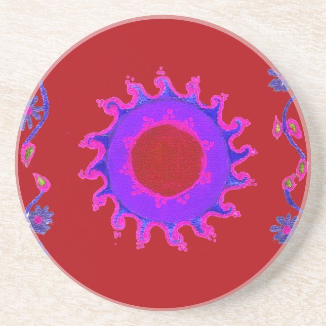 Beautiful Indian Motif Mehndi Art Design Drink Coaster (Front)