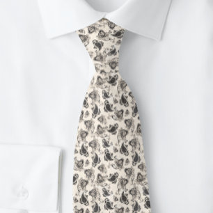 Beautiful Indian Paisley Gray Cream    Neck Tie