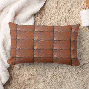 Beautiful industrial loft faux-metallic teal brown lumbar pillow