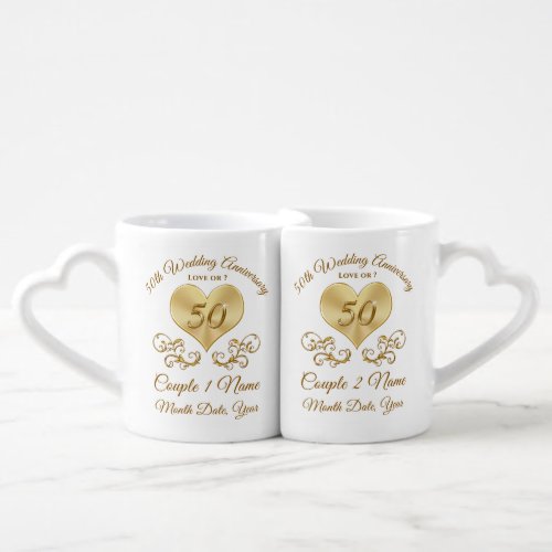 Beautiful Inexpensive Gifts for 50th Anniversary Coffee Mug Set