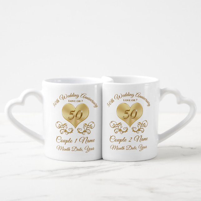 Beautiful Inexpensive Gifts for 50th Anniversary Coffee Mug Set (Front Nesting)