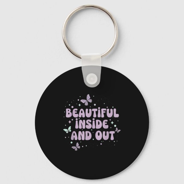 Beautiful Inside And Out Cute Butterfly Lavender S Keychain (Front)