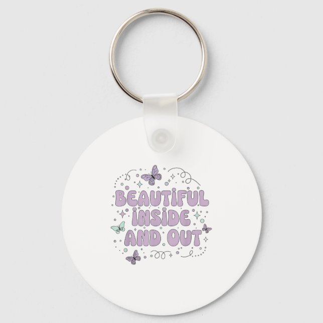 Beautiful Inside And Out Cute Butterfly Lavender S Keychain (Front)