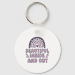 Beautiful Inside And Out Cute Rainbow Lavender Sel Keychain