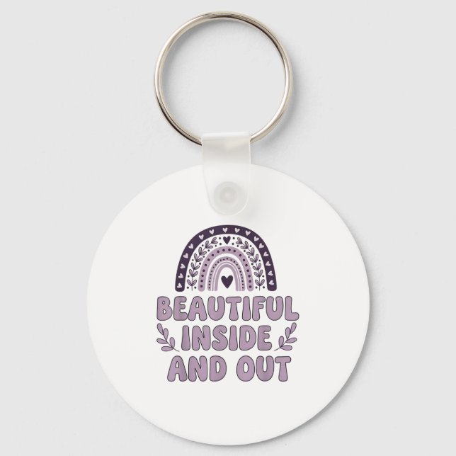 Beautiful Inside And Out Cute Rainbow Lavender Sel Keychain (Front)