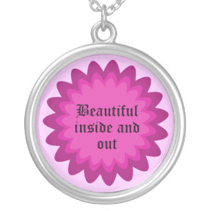 Beautiful Inside and Out Flower Necklace, Fuchsia Silver Plated Necklace