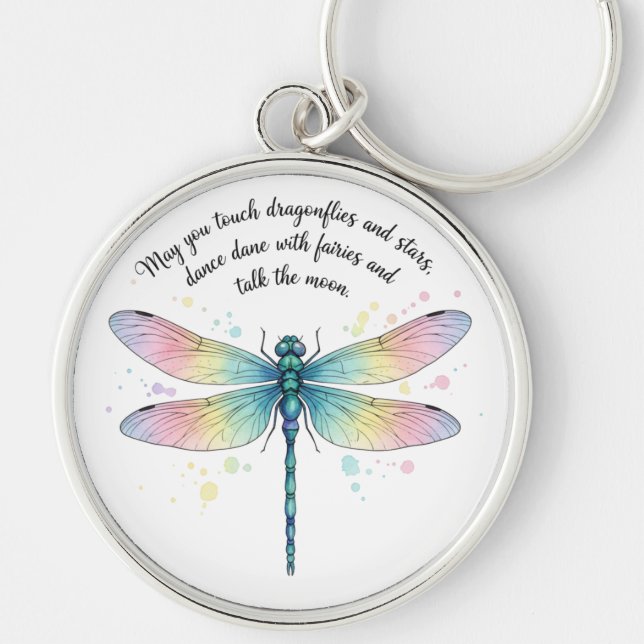 Beautiful Inspirational Dragonfly Quote Keychain (Front)