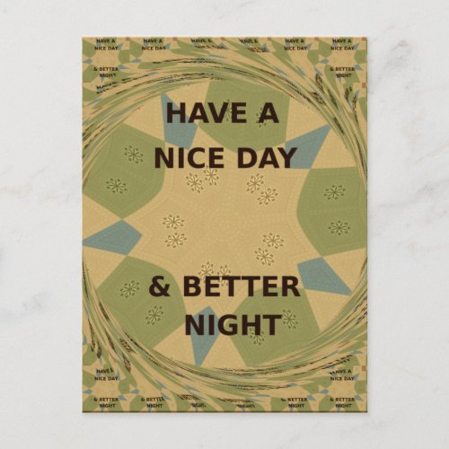 Beautiful Inspirational Have a Nice Day Camo  Art Postcard