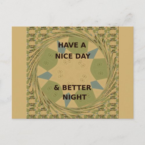 Beautiful Inspirational Have a Nice Day Camo  Art Postcard