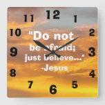 Beautiful Inspirational Jesus Quote Sky Print Square Wall Clock at Zazzle