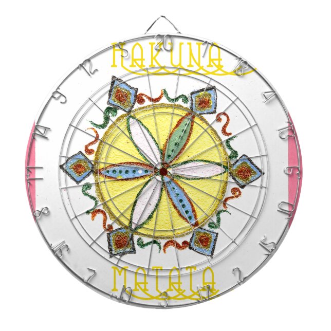 Beautiful Inspirational Star Floral Vector Pattern Dartboard With Darts (Front)
