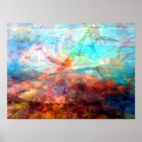 Beautiful Inspiring Underwater Scene Art Poster