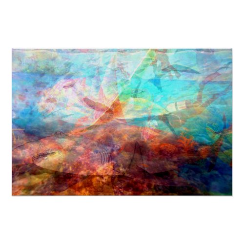 Beautiful Inspiring Underwater Scene Art Poster