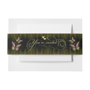 Beautiful invitation ribbons with butterflies belly band
