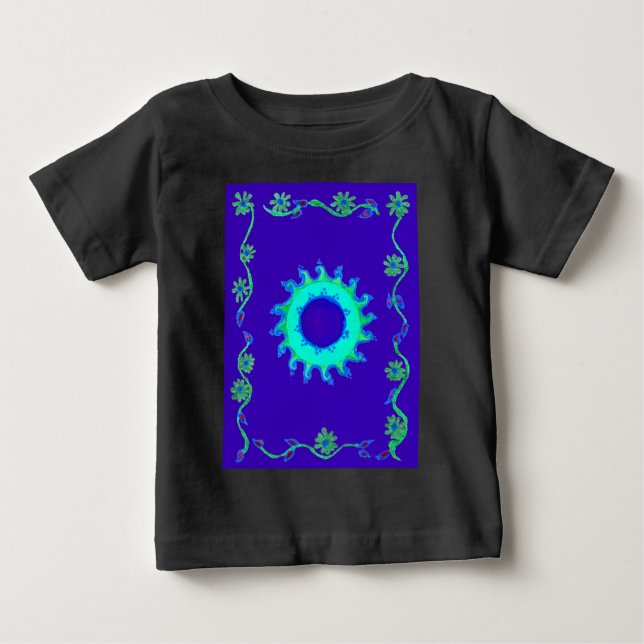 Beautiful Iridescent Blue Floral Art Oil Painting  Baby T-Shirt (Front)